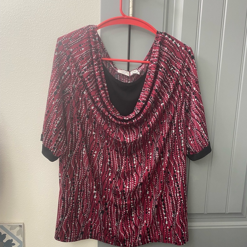 Covington  Cowl Neck Blouse, w/ mid length sleeves. Great for the office.